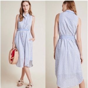 Anthropologie Light Blue and White Midi Dress
